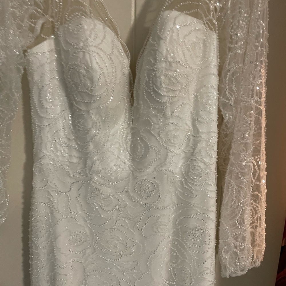 Wedding dress; Private collection fitted sequin dress with train